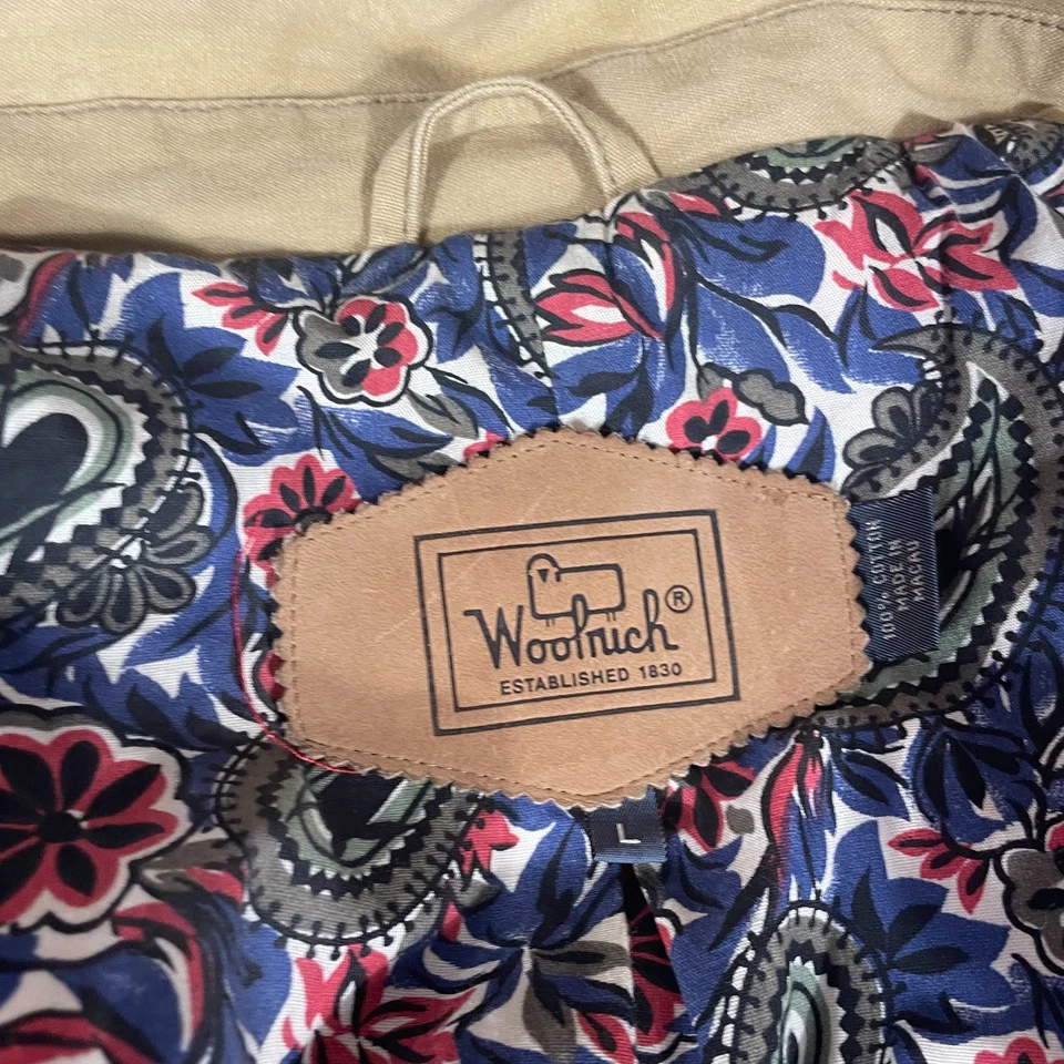 Chaqueta Woolrich De Colección Para Mujer Grande Roja Granero Tareas Abrigo Floral Forro Lona Exterior Foto 3 de 4