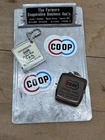 Vintage CO-OP Lot Tape Measure Metal Clip Sticker Gas/Oil Advertising