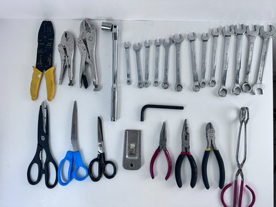 28pc Mixed Hand Tool Lot Wrenches Pliers Wire Stripper Scissors Set