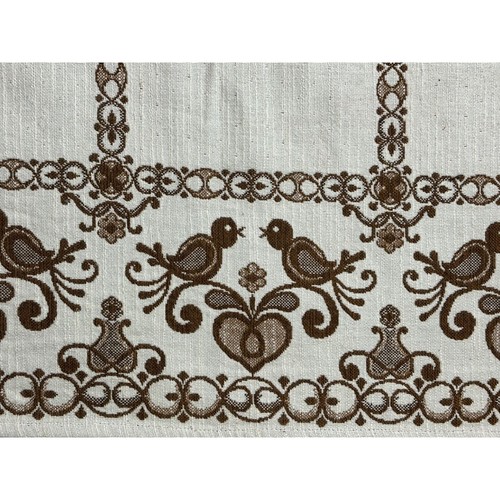 Vintage Austrian German Folk Traditional Art Linen Tablecloth Love Birds 65 x 54 - Picture 6 of 7