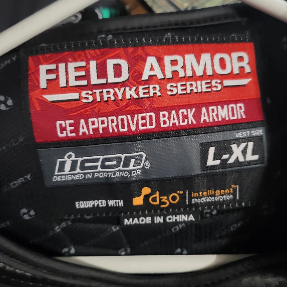 Chaleco de motocicleta ICON Field Armor Stryker talla L-XL negro Foto 3 de 4