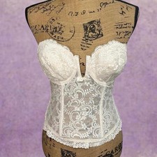 Vintage Lady Marlene White Lace Bustier Corset Top Size 34C