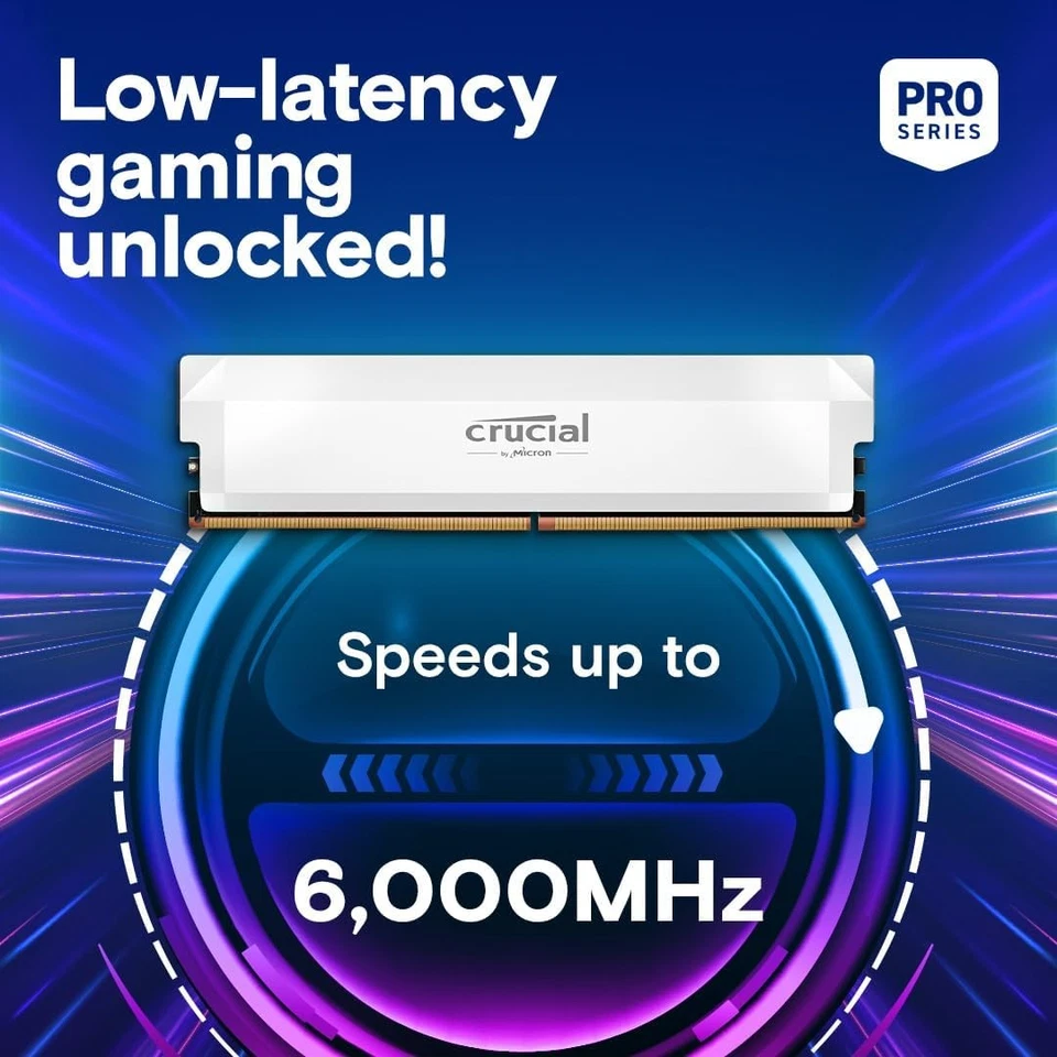 Crucial Pro DDR5 RAM 64GB Kit (2x32GB) 6000MHz CL40, Overclocking Gaming Memory, - Image 4 of 4