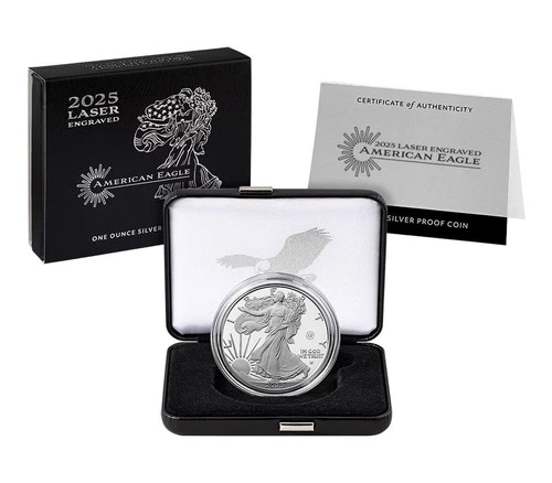 🦅 2025 1oz Silver American Eagle Proof Coin – Laser Engraved Beauty 🦅