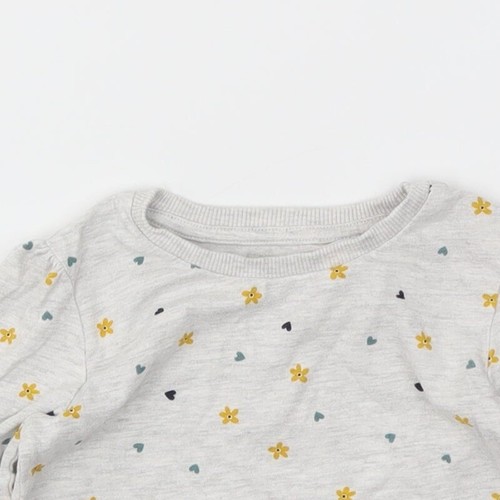 George Girls Grey Floral Viscose blend T-Shirt Size 2-3 Years - Picture 4 of 12