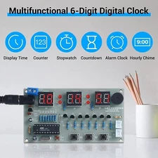 AT89C2051 Chip 6-Digit DIY Digital Electronic Alarm Clock DIY Kit for Soldering