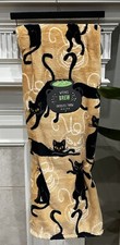 Black Cat Throw Blanket 60 x70 Halloween Orange Plush Witches Brew