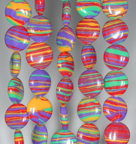 PIETRA PREZIOSA TURCHESE MATRICE ARCOBALENO 12 MM CERCHIO TONDO PIATTO PERLINE SCIOLTE 7,5" - Foto 1 di 4