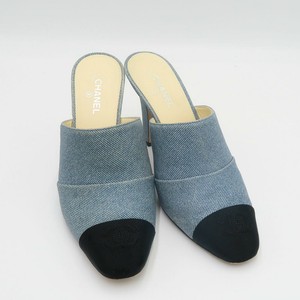 chanel denim mules