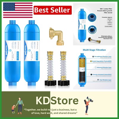 Durable RV Water Filter Set with Brass Hose Elbow   Eliminate Odors & Bad Taste