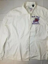 Red Hat Society Sizzlers Button blouse shirt White  Ladies Women  Large B2-220