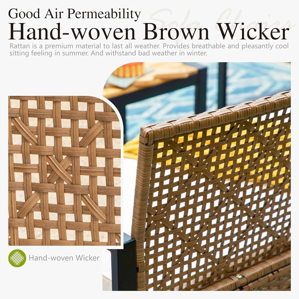 Juego de 4 piezas de muebles de patio de mimbre para exteriores juego de sofá de conversación seccional de ratán Foto 4 de 4