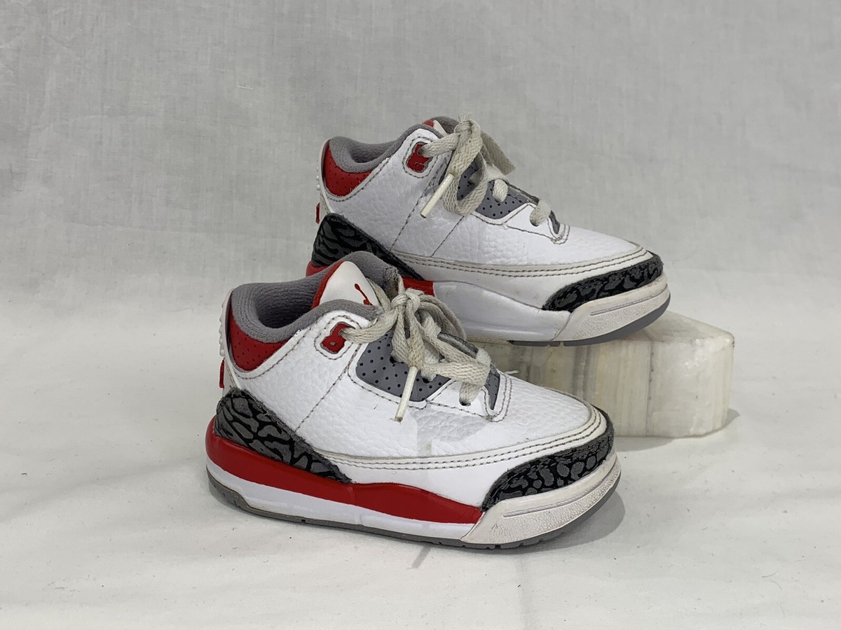 Nike Air Jordan Retro 3 TD Red/White/Grey Toddler Size 5C (15-18