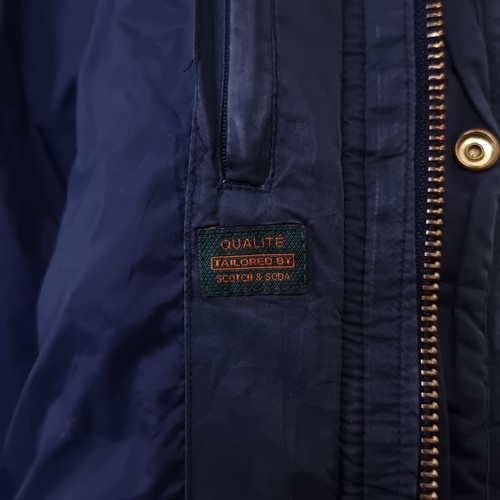 SCOTCH & SODA Jacket Mens XL Quilted Hooded Full Zip Insulated Navy Blue - Picture 11 of 16