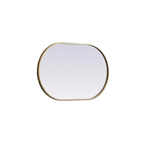 Elegant Decor Asha 20x30" Oval Modern MDF Wood/Iron Mirror in Brass - Picture 4 of 11