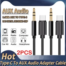2X USB 3.1 Type C To 3.5mm AUX Audio Car Adapter Cord For iPhone 15 Pro Android