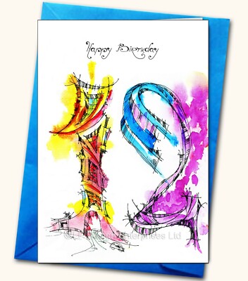 12 Geburtstag, Handarbeit Karte, Aquarell, personalisiert, altersspezifisch, Glitzer