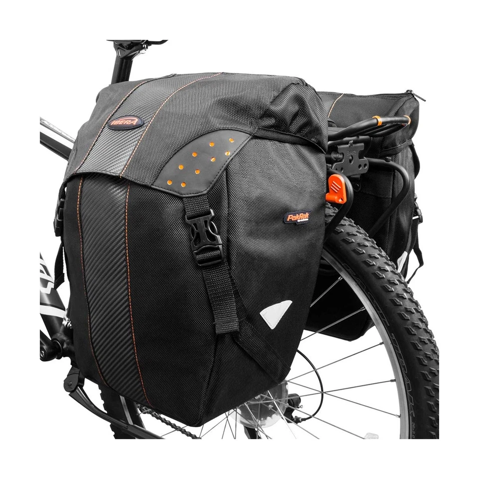 Bolsa de bicicleta Ibera PakRak clip-on liberação rápida alforjes de bicicleta para todas as condições climáticas (Pai... - Imagem 4 de 4