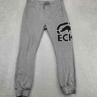 Ecko Unltd. Pants Mens Medium Gray Cuffed Jogger Spellout Athleisure Casual Logo