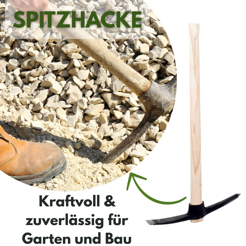 2,5kg Spitzhacke mit Holzstiel Kreuzhacke Hacke Flachhacke 2500g - Bild 2 von 4