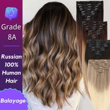 100 Human Hair Extensions Clip In Real 8A Remy Hair FULL HEAD CLEARANCE Caramel