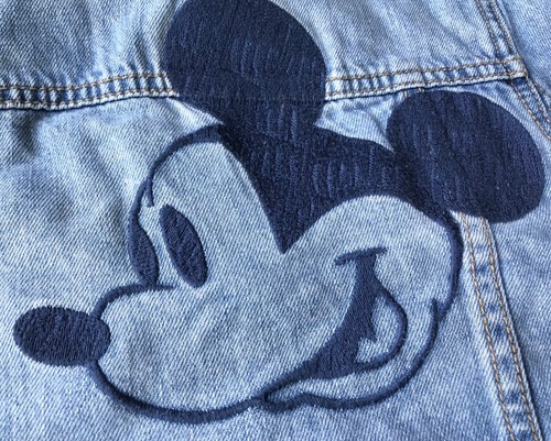 Gap Kids Medium 8 9 Year Medium Disney Denim Jean Jacket Mickey Mouse Distressed - Picture 12 of 12
