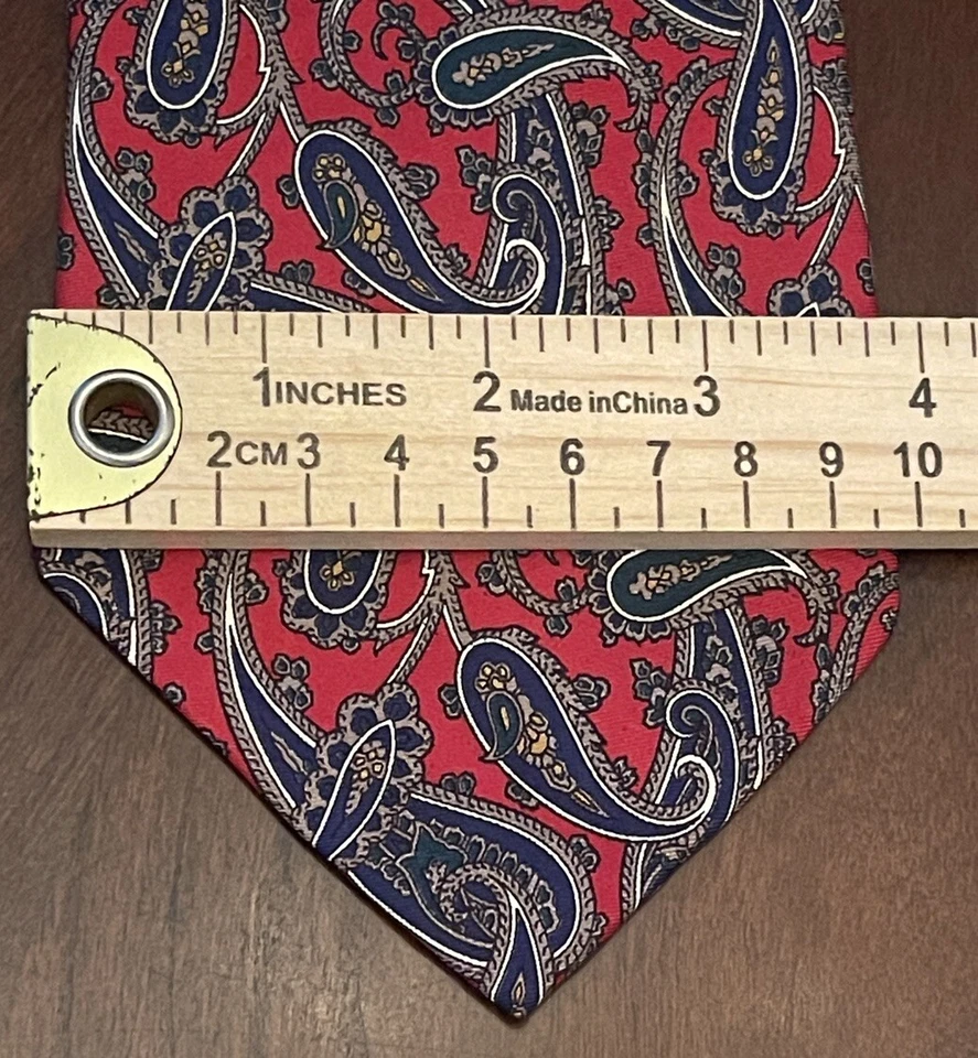 Corbata de cuello Roundtree & Yorke roja azul verde 100 % seda para hombre hecha en Italia Foto 4 de 4