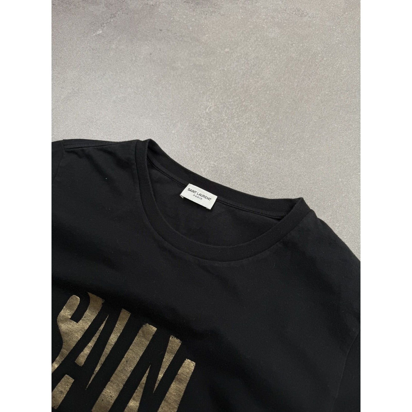 T shirt maglietta Saint Laurent Paris grande logo archivio oppio
