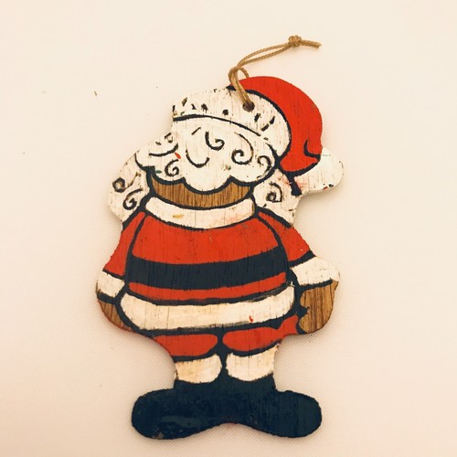 #2910 Santa Claus and Mrs Santa Claus DARK WOOD ORNAMENTS 4.25 X 3 - Picture 4 of 7