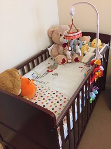 obaby grace cot bed walnut