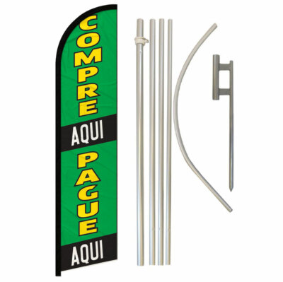 Compre Aqui Pague Aqui Full Curve Windless Swooper Flag & Pole Kit Buy Pay Here