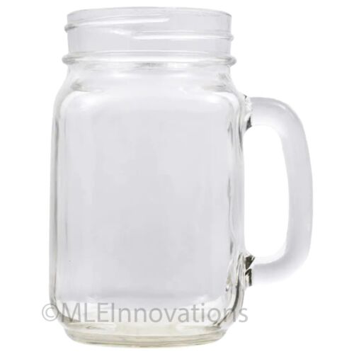 Mason Jar Mug Handle Glasses Jars Classic Clear Cup Drinking Mugs Cups NEW 16oz - Picture 3 of 6