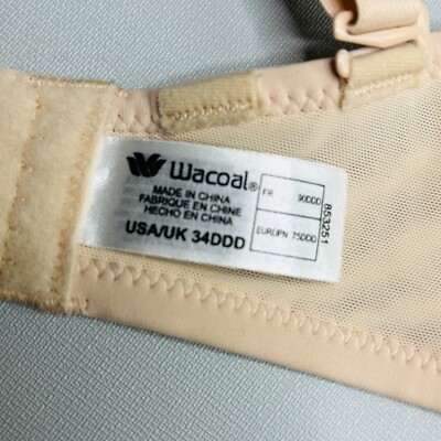 Wacoal Bra 34DDD Tan Nude Mesh Contour Underwire Adjustable Straps