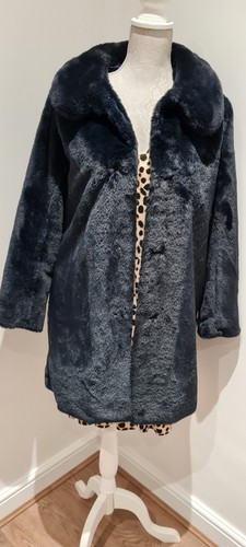 Navy faux fur coat - Picture 3 of 7