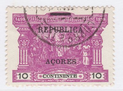 Portugal Acores Azoren 1911-12 Optd REPUBLICA 10r gebraucht A27P29F23747