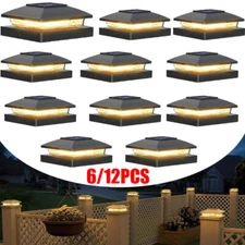 6/12Pack Solar Post Cap Light For 4x4 Outdoor Waterproof LED Deck Fence Light