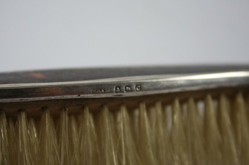 ANTIQUE c.1902 MELBOURNE D RUMMOUN & Co HORN INLAID BRUSH STERLING SILVER TOP - Picture 3 of 7