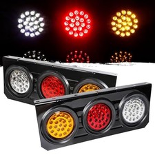 2 Pcs Led Truck Trailer Tail Lights With Iron Bracket Base12v-24v Round Led 2 Pcs Led Truck Trailer Tail Lights With Iron Bracket Base12v-24v Round Led