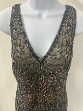 BABEYOND 1920’s Era Flapper Dress Medium Beaded Sequins Tassels Drop Waist