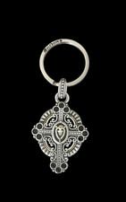 Brighton Key Fob/Ring- Cross on Oval- silver gold black -detailed design