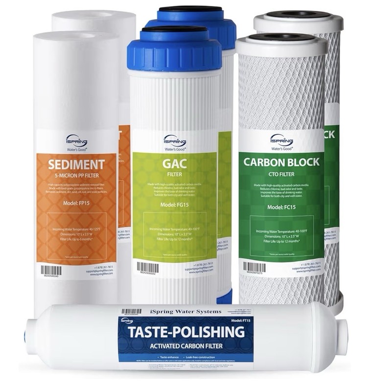 7-Pack 1-Year Supply iSpring Filter Cartridges 5-Stage Reverse Osmosis RO System