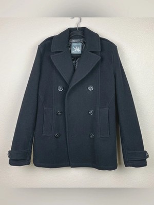 Spiewak & Sons Men's Medium Black Thick Wool Dugan Peacoat Thinsulate Button Fro