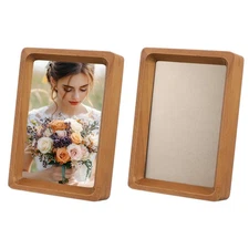 2pcs 4 x 6" Wood Mini Photo Frames Wooden Finish Picture Frame, Teak Color