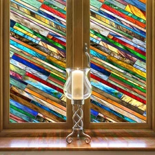 Stained Glass Window Privacy Film: 3D Decorative Christmas Static Clings, Vin...