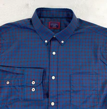 UNTUCKit Men's Gargano SLIM FIT Performance Long Sleeve Blue Check Shirt XL