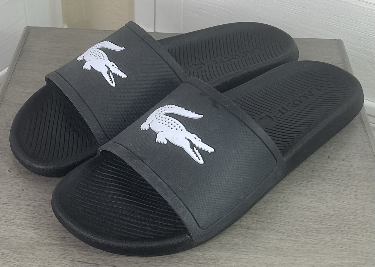 Lacoste Crocodile Synthetic Black/White Slides - Men