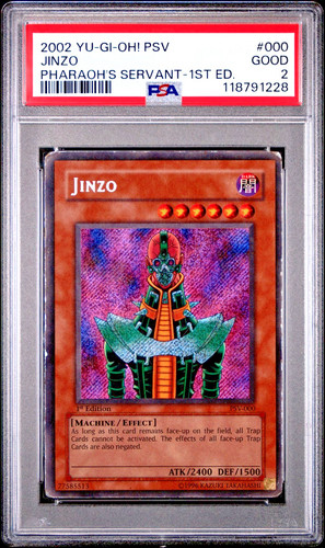 PSA 2 1ST EDITION 2002 Pharaoh's Servant Jinzo PSV-000 YUGIOH Secret Rare