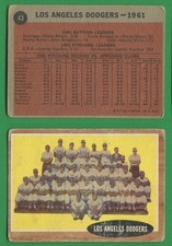 1962 Topps Baseball ~~~ LOS ANGELES DODGERS TEAM ~~~ No. 43 ~~~ FREE S/H ~~