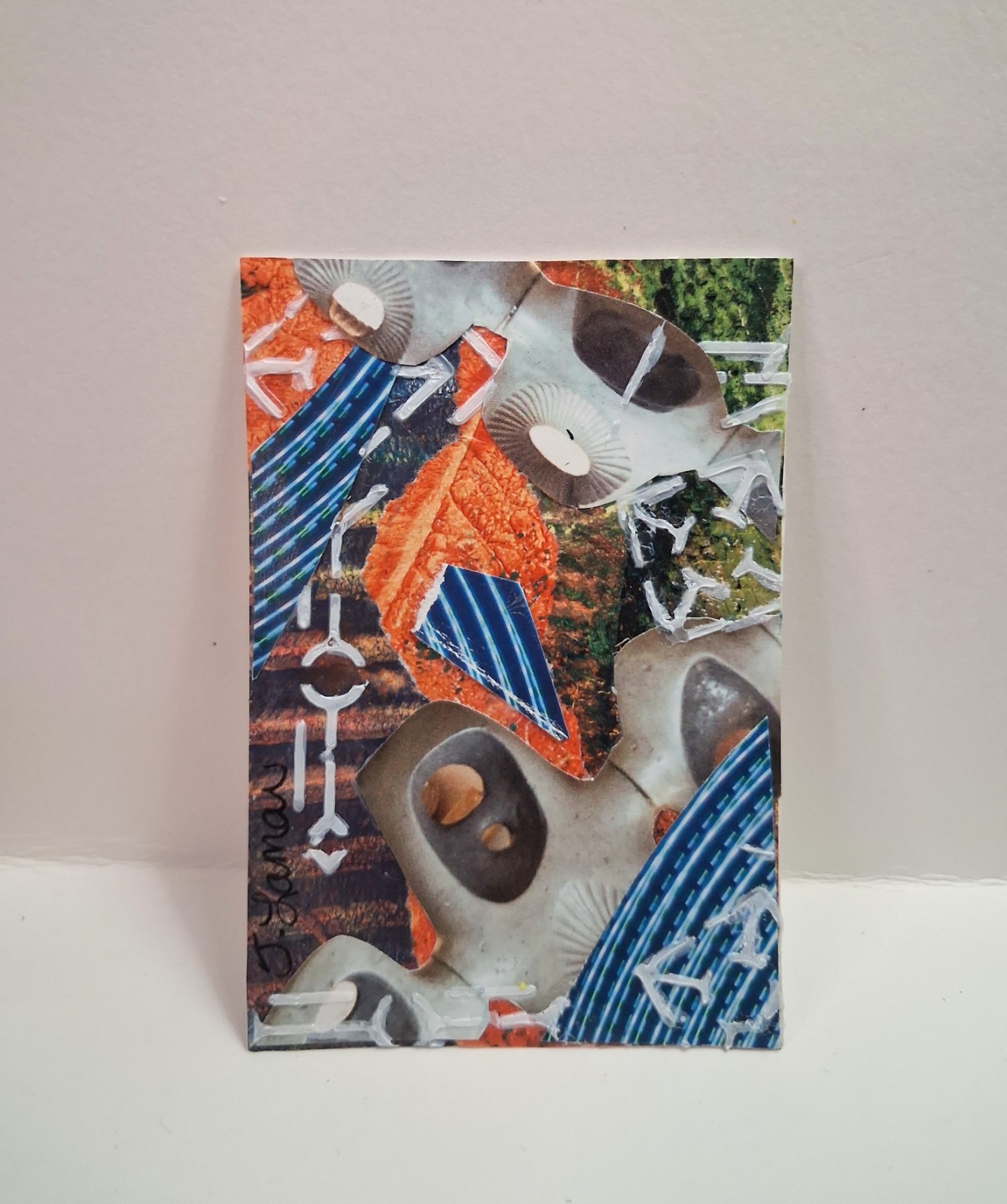 ACEO Original Collage Artist Card Abstract Rusted Atrium OOAK Signed Sealed Art