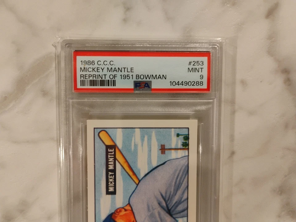 1986 C.C.C. Mickey Mantle Rookie Reprint PSA 9 Only Two 10's - Image 2 of 4